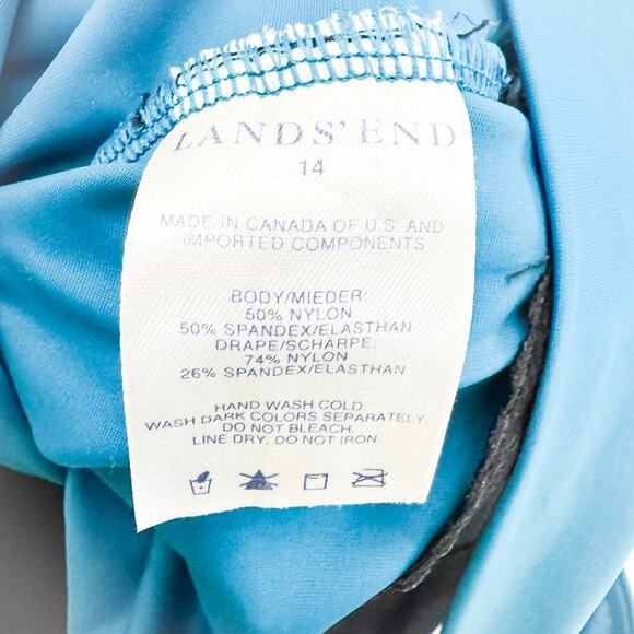 Lands End Turquoise Blue Skirted Swimwear Swimsuit Size 14 - Picture 3 of 5